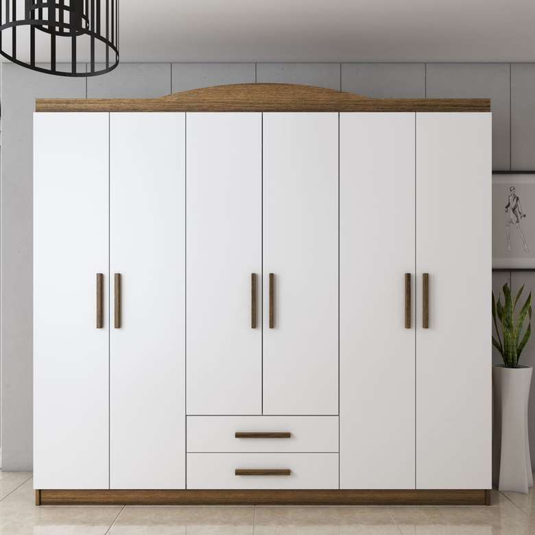 Tiamob 6 Kapılı 2 Çekmeceli Gardırop